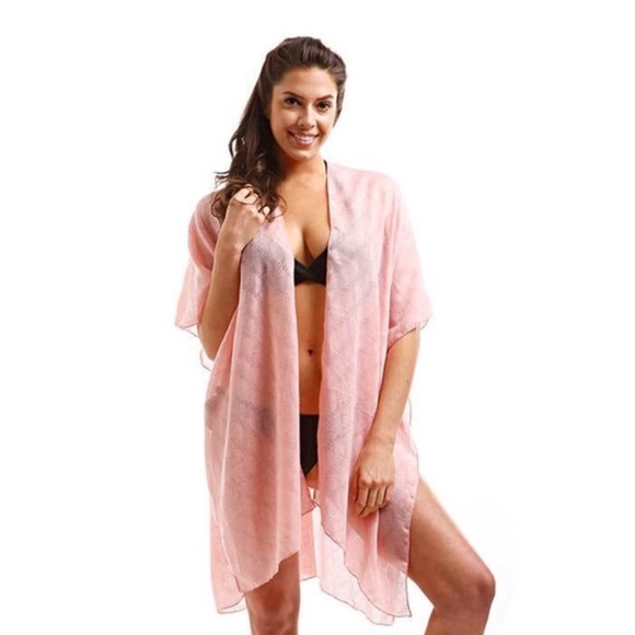 “Off Duty Mermaid” Swim Cover Up/ Kimono-Pink or Blue-NWT - Picture 5 of 7